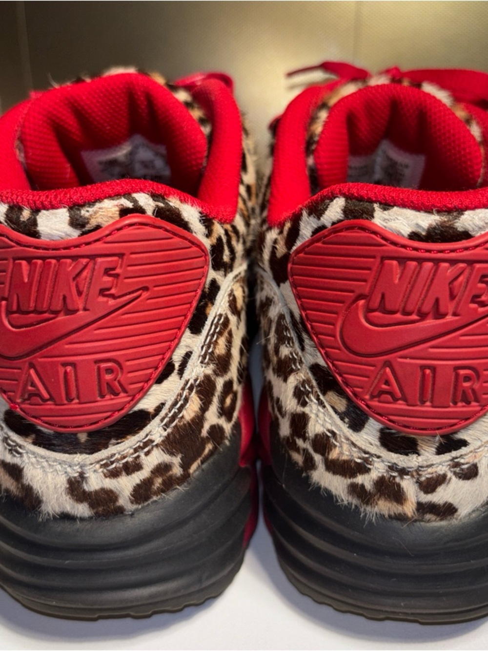 Nike Air Max 90 Leopard Print Red Pony Hair Women's Sneakers Size 9 US, 2015 - Picture 4 of 5